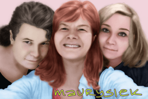 realistic digital painting of three people taking a selfie
